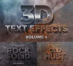 10个PSD格式的3D立体文本模板(含PS样式文件)：3D Text Effects Vol.4